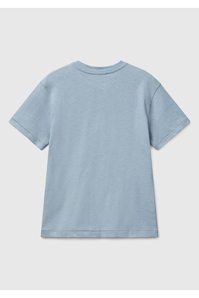 United Colors of Benetton Tricou cu guler de judecător brodat cu logo albastru pentru băiat