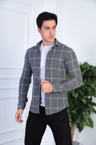 jack carisma Гъвкава и удобна мъжка карирана риза Lumberjack - Slim Fit трикотажна риза