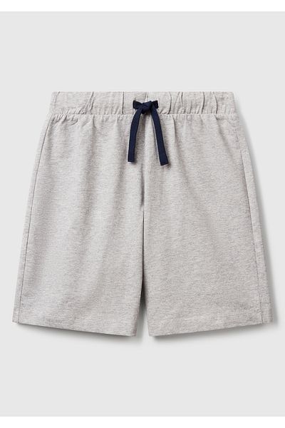 United Colors of Benetton Pantaloni scurți cu șnur cu talie pentru băiat, gri Melange, cu buzunar la spate