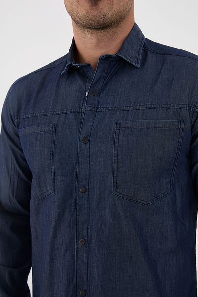 jack carisma Cămașă din denim, cu buzunar dublu, cu închidere cu apăsare