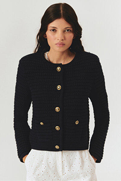 Exquise Düğme Detaylı Pamuklu Regular Triko Hırka