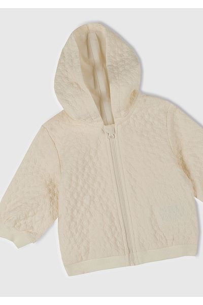 United Colors of Benetton Baby Yavruağzı Logo Labeled Jacquard Zippered Hooded Sweatshirt