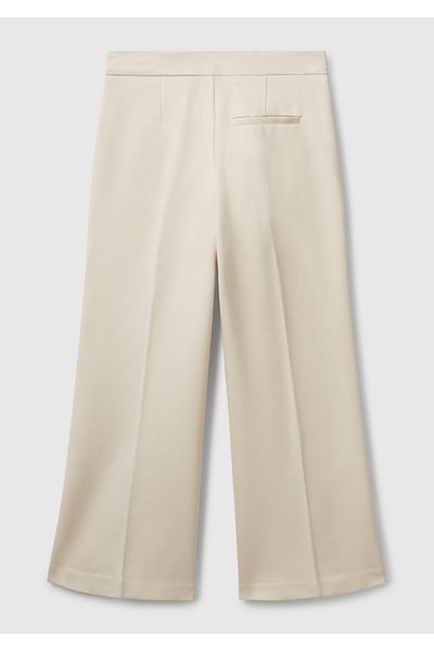 United Colors of Benetton Pantaloni cu cusături Milano pentru fete, crem, vâscoși, cu fante laterale