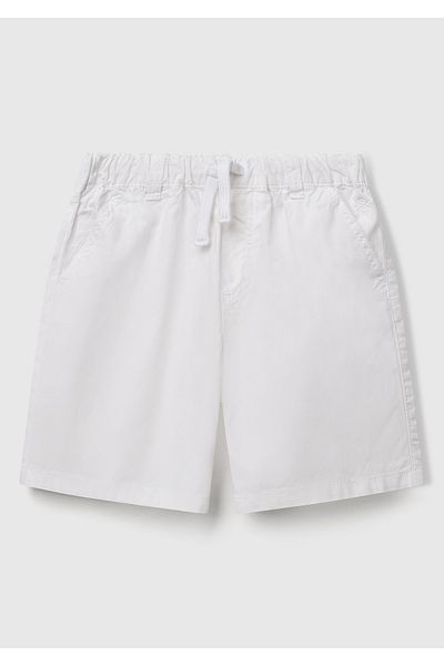 United Colors of Benetton Boy's White Drawstring Bermuda Shorts