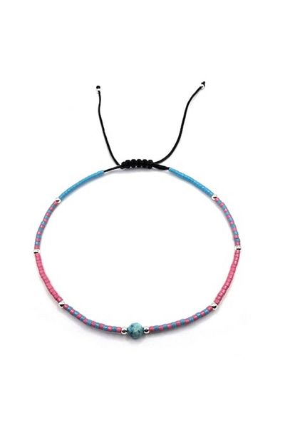 Lexy's Boutique Handmade Anklet Bracelet, 925 Silver, Adjustable, Miyuki Beads and Turquoise