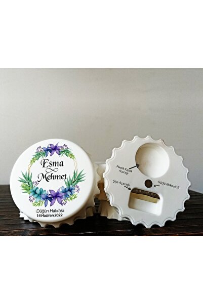 Genel Markalar 10 Adet Magnet Baskı Düğün Nişan Nikah Magneti Açacaklı Yuvarl...