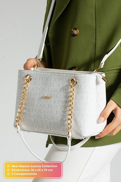 POLOGRAND London Geantă de umăr originală Just Polo Collection, cu 3 compartimente, din piele moale, cu curea încrucișată reglabilă