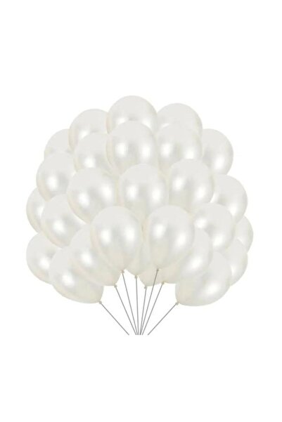 Onay Store 15 Adet Metalik Beyaz Balon - Doğum Günü Konsepti - Parti Malzemel...