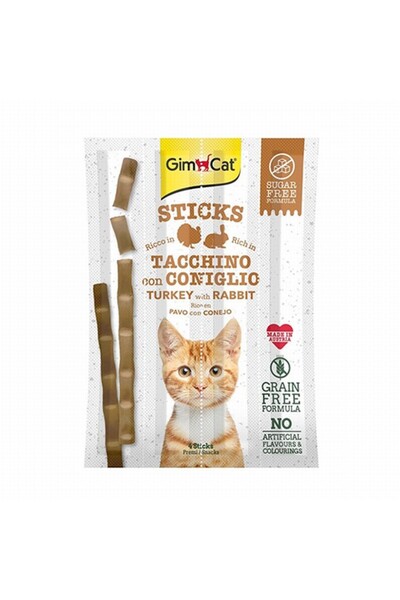 Gimcat Sticks Hindili Ve Tavşanlı Tahılsız Kedi Ödül Çubukları 20 gr