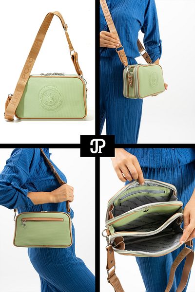 POLOGRAND London Geantă de umăr originală Just Polo Collection, cu 5 compartimente, din piele moale, cu curea încrucișată reglabilă