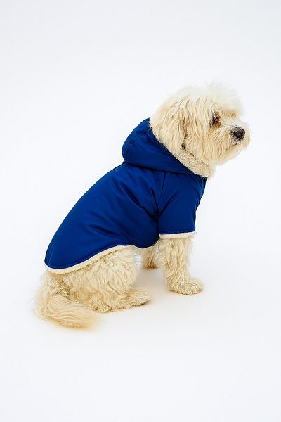 MPZ Pets Cat and Dog Outfit & Dress & Coat & Vest - Saks Blue Hooded Fur Coat