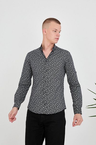 jack carisma Мъжка риза Slim Fit с гъвкав поплинов принт