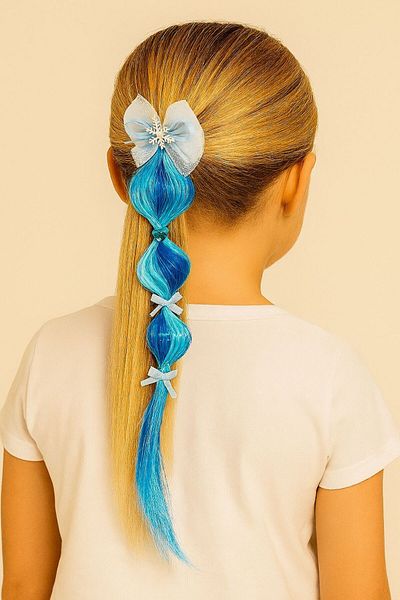 Motebarn Wear Fată Copil Păr Fulg de Nea Elastic Scrunchy Albastru