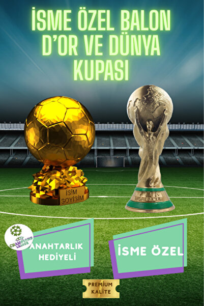 FLEXİS Dünya Kupası & Ballon d'Or 3D Maket Seti (15 cm) + Şampiyonlar Ligi Lo...