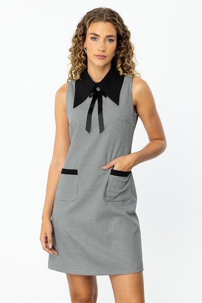Ekol Apron Collar Women's Dress with Bag Pocket