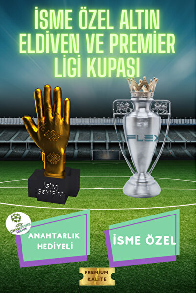 FLEXİS Premier Kupası & Altın Eldiven 3D Maket Seti (15 cm) + Şampiyonlar Lig...