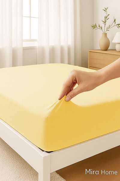 Mira Home ملاءة مطاطية قطن ممشط مزدوج سادة 100% قطن 160X200