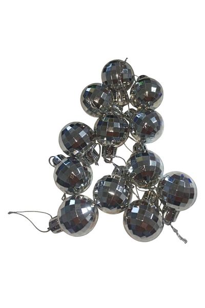 partidolu Minge Disco Cristal Plastică în formă de 3 Cm Ornament pentru Pom de Crăciun de culoare argintie 12 buc