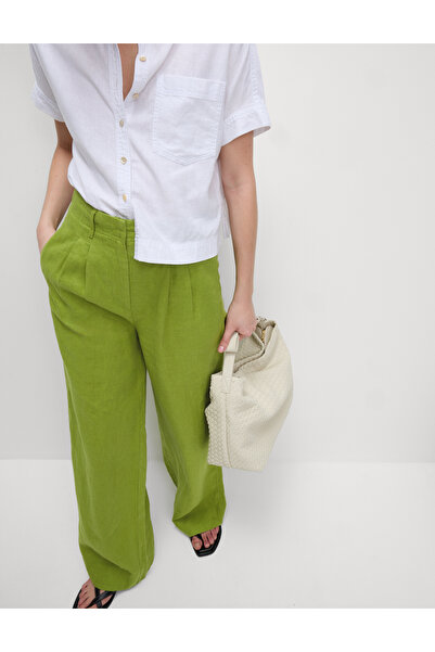 Marks & Spencer Saf Keten Wide Leg Pantolon