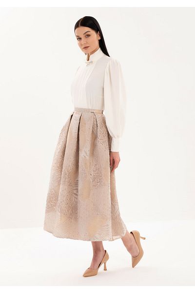 Guzella Premium Organza Pleated Midi (90cm) Length Princess Skirt