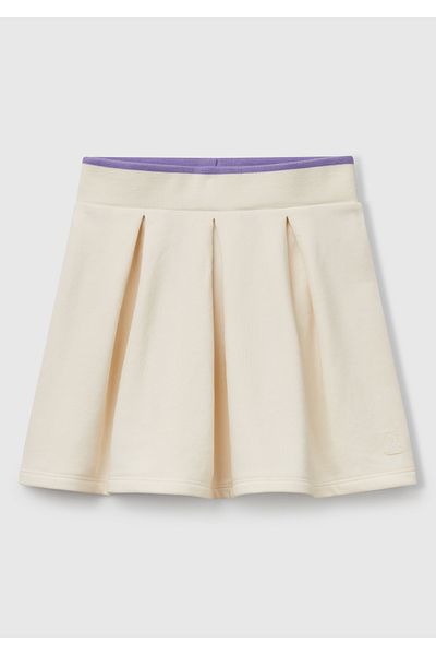 United Colors of Benetton Cotton Blended Logo Pleated Skirt Girls Skirt 32N4C0007