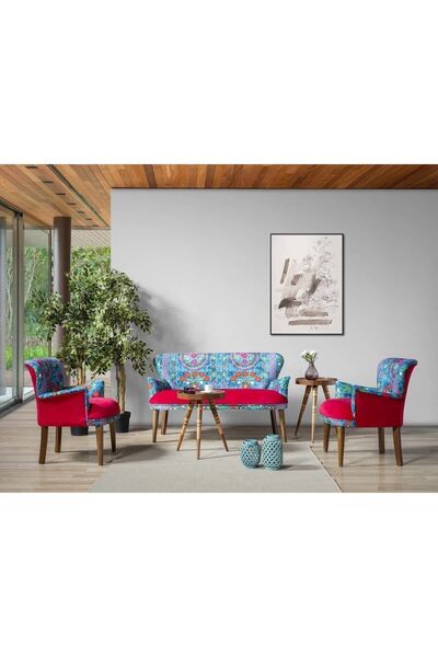 Azra Aksesuar Çay Seti Oturma Grubu Oturma Takımı Iskelet Ahşap Mobilya Takım...