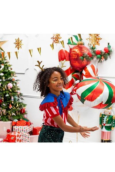 partidolu Red White Green White Color Christmas Candy Shaped Foil Balloon 45 cm 2 Pieces Retro