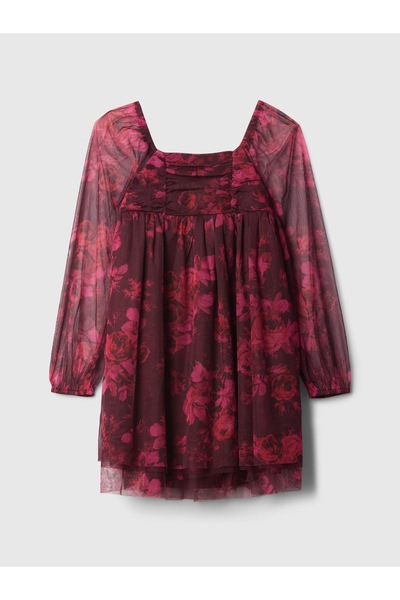 GAP Kız Çocuk Bordo Balon Kol Tül Elbise
