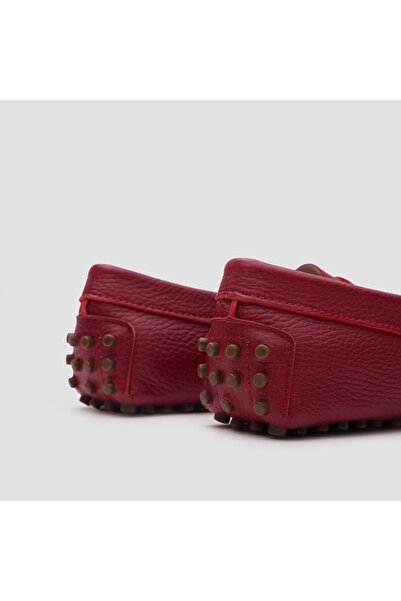 TOGO Kırmızı Floater Hakiki Deri Kadın Loafer Ayakkabı [060037]