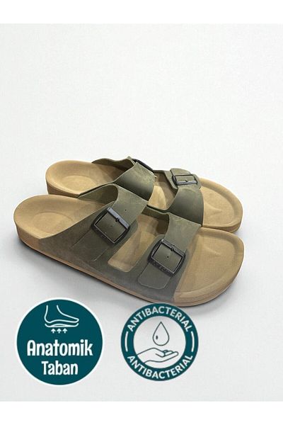 SHOUGO Comfortable Orthopedic Anatomical Sole Soft Large Size Khaki Slippers 46-47-48-49