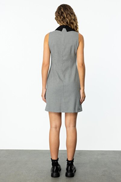 Ekol Apron Collar Women's Dress with Bag Pocket