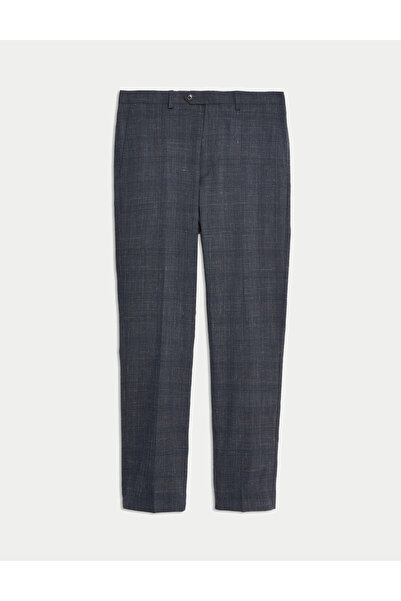 Marks & Spencer İtalyan Yün Karışımlı İpek ve Keten Ekose Pantolon