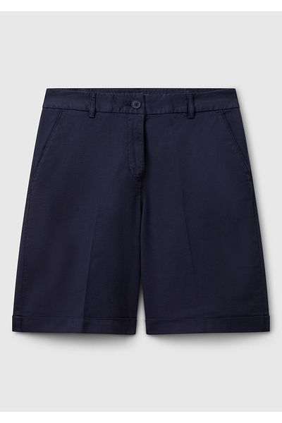 United Colors of Benetton Women's Navy Blue Cotton Blend Buttoned Front Regular Fit Bermuda Shorts