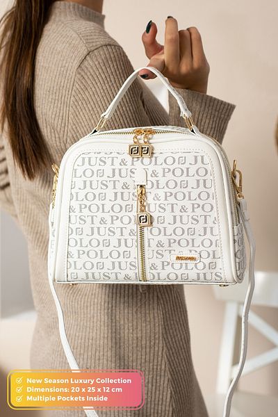 POLOGRAND London Original Just Polo Collection Geantă de mână și de umăr elegantă din piele moale de lux, cu curea încrucișată reglabilă