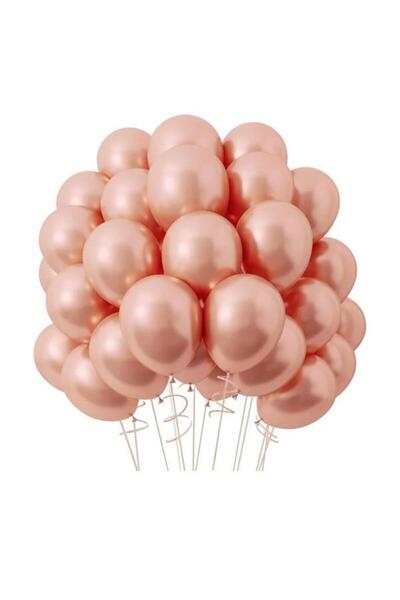Onay Store 100 Adet Metalik Rose Balon - Doğum Günü Konsepti - Parti Malzemel...