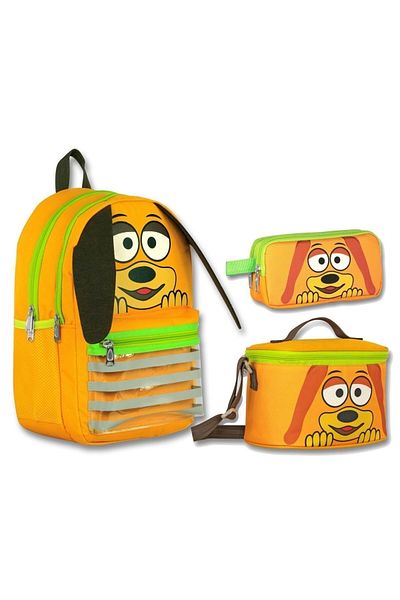 ÜMİT ÇANTA Ummit Canta for Boy - Yellow Swinging Ears, 3-Piece Primary School Bag Set