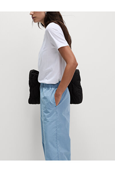 Marks & Spencer Saf Pamuk Poplin Straight Leg Pantolon