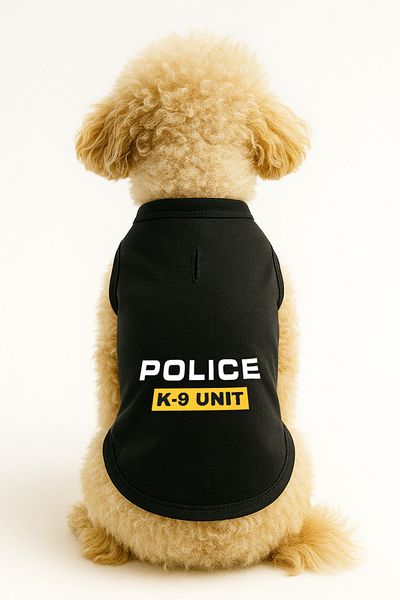 MPZ Pets Cat and Dog Outfit & Gown - Black Police K-9 Unit Undershirt