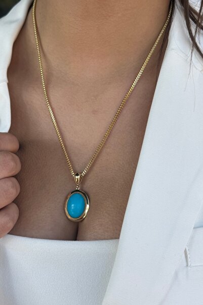 Utku Kuyumculuk 14 AYAR FİRUZE TAŞLI ALTIN KOLYE UCU