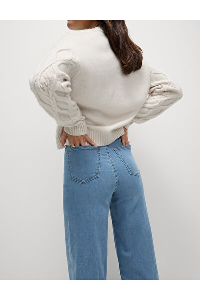 Marks & Spencer Yüksek Bel Wide Leg Grazer Jean Pantolon