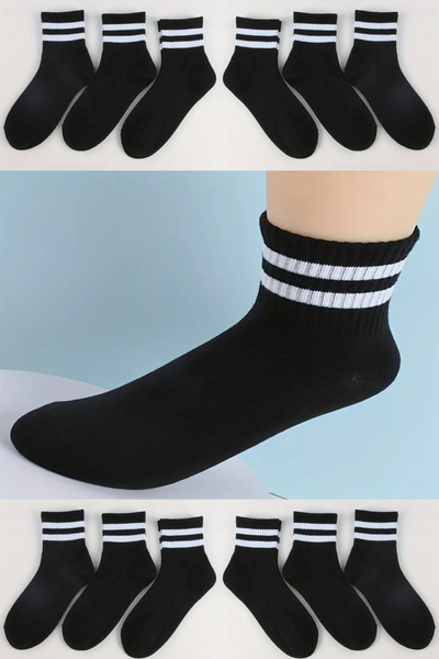 Esinti 12 чифта мъжки/женски летни чорапи до глезена – памучни, тънки, с райета