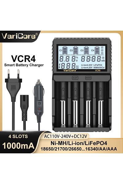liitokala 1 Varicore Vcp4 Vcr4 Lcd Smart Charger 18650/21700/26650 Li-ion 3.7v Lifepo4 3.2v Nimh/cd 1.2v Aa A.