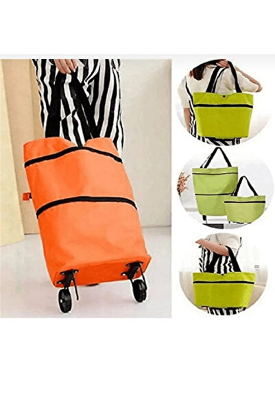 Genel Markalar Karşık renk Katlanabilir Tekerlekli Alışveriş Çantası