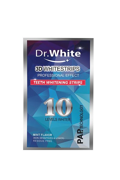 Dr.White دكتور وايت شرائط تبييض الأسنان ثلاثية الأبعاد باب (10 قطع)