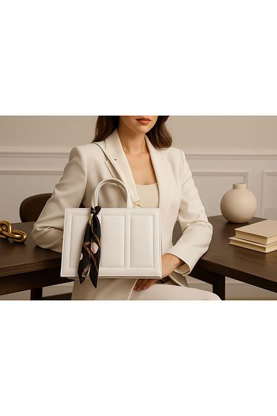 ESTUTE Geantă de mână și de umăr elegantă pentru femei – cu detaliu de eșarfă