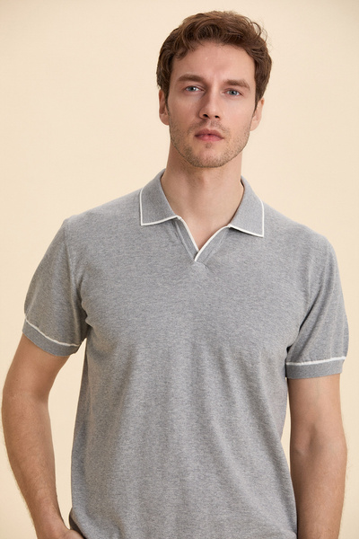 SMILE Barcelo Gray Melange Polo Knitwear