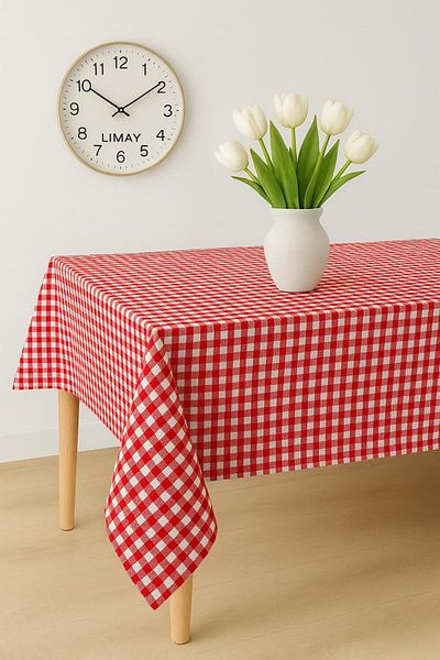 LİMAY Gingham Thick Fabric Tablecloth - Tablecloth - Picnic Cloth - Colorful (170X170)
