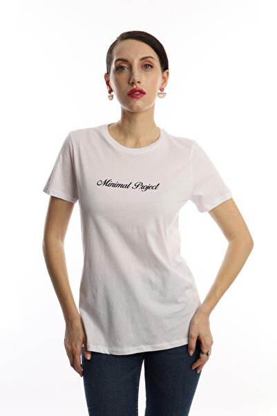 Polo State Tricou de damă cu decolteu rotund Minimal Project imprimat cu croi...