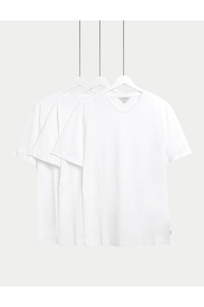 Marks & Spencer 3'lü Supima® Pamuklu V Yaka T-shirt
