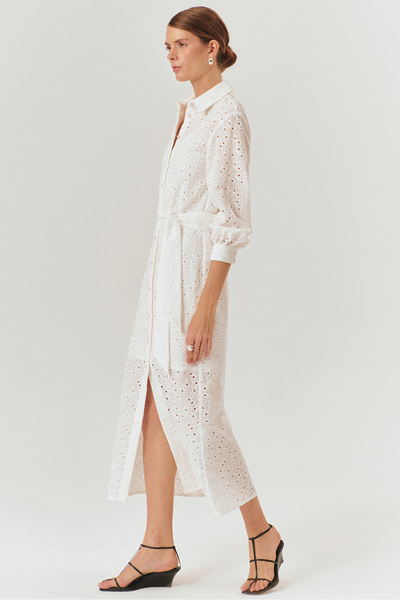 Exquise Maksi Boy Kuşaklı Fisto Regular Pamuklu Gömlek Elbise